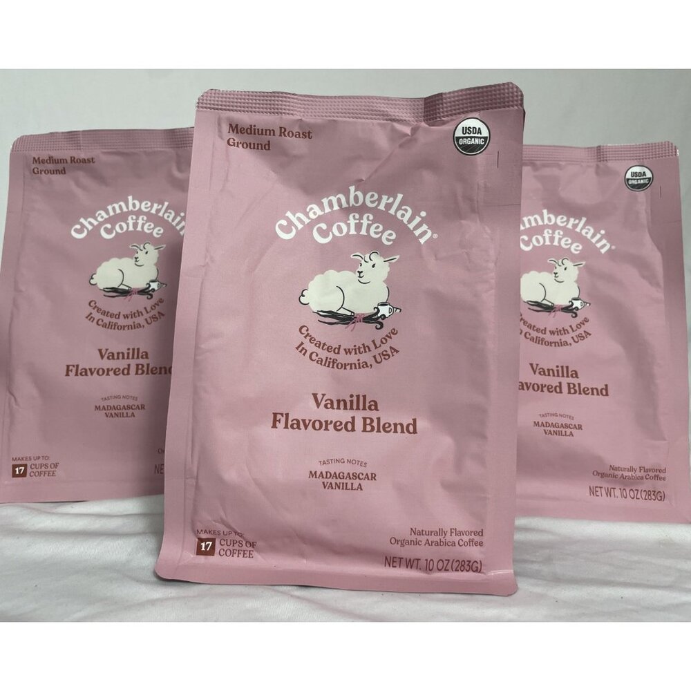 3 Pack Lot Chamberlain Coffee Vanilla Flavored Blend Medium Roast Ground 10 OZ